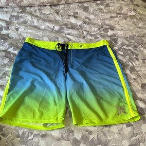 Hurley Men's Gradient Blue and Neon Green Board Shorts